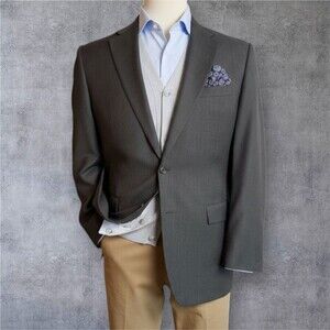 $395 RALPH LAUREN Mens Blazer 42L WOOL Brown Sport Coat Two Button Casual Jacket